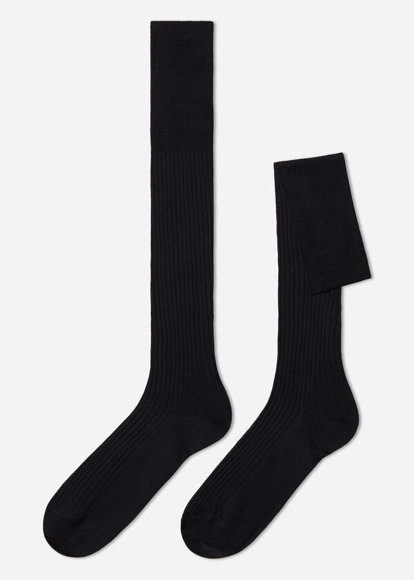 Calzedonia Calcetín largo de hilo de escocia de canalé para hombre Envío gratis