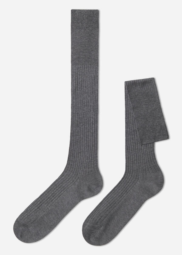 Calzedonia Calcetín largo de hilo de escocia de canalé para hombre