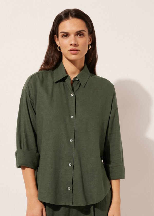 Calzedonia Camisa Corta Lino y Viscosa