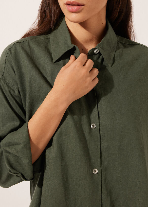 Calzedonia Camisa Corta Lino y Viscosa Outlet