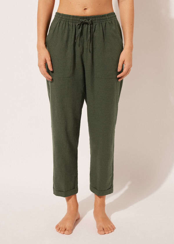 Calzedonia Pantalón Largo Lino y Viscosa