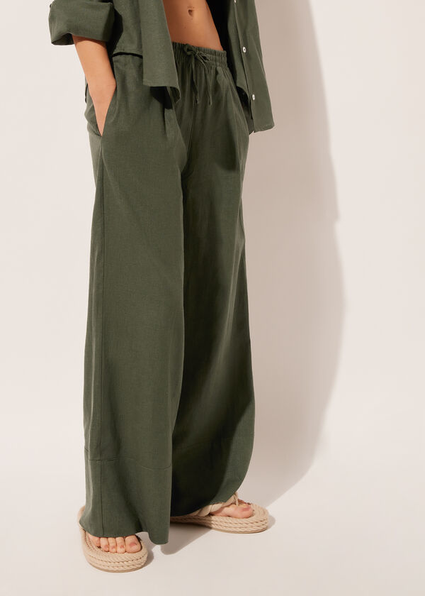 Calzedonia Pantalón Corto Palazzo Lino y Viscosa Rebajas
