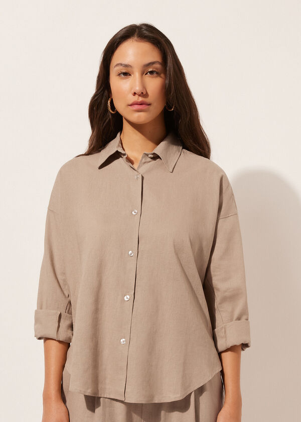Calzedonia Camisa Corta Lino y Viscosa