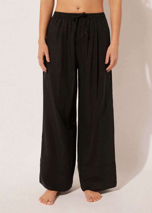 Calzedonia Pantalón Corto Palazzo Lino y Viscosa