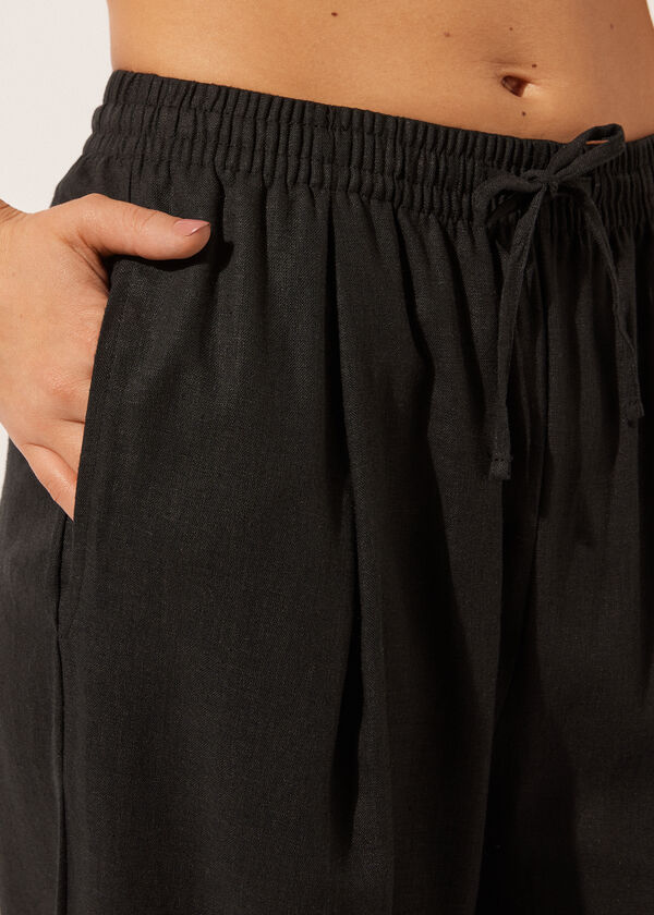 Calzedonia Pantalón Corto Palazzo Lino y Viscosa En oferta