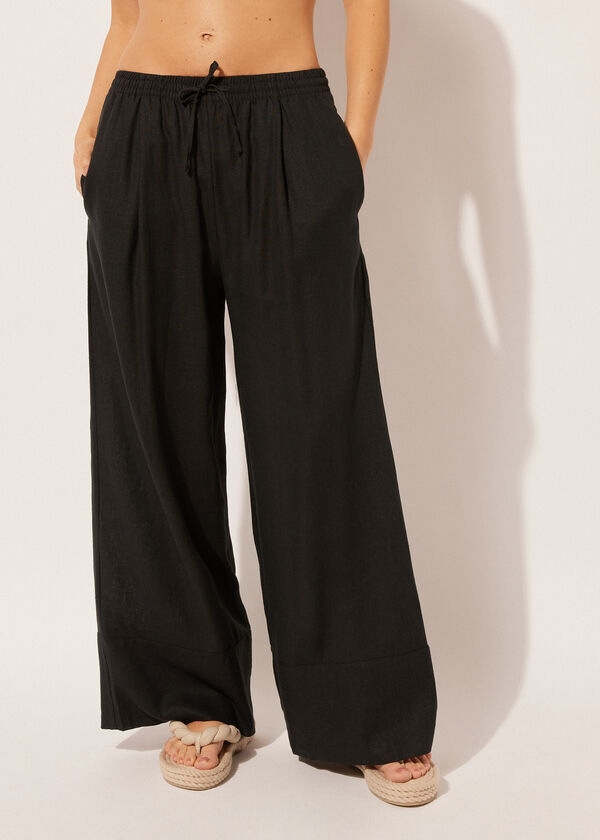 Calzedonia Pantalón Corto Palazzo Lino y Viscosa En oferta