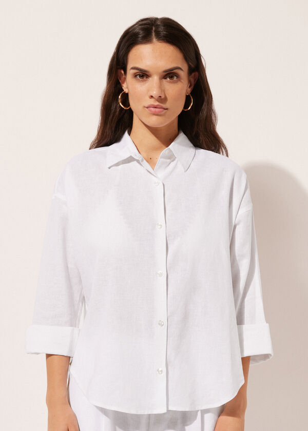 Calzedonia Camisa Corta Lino y Viscosa