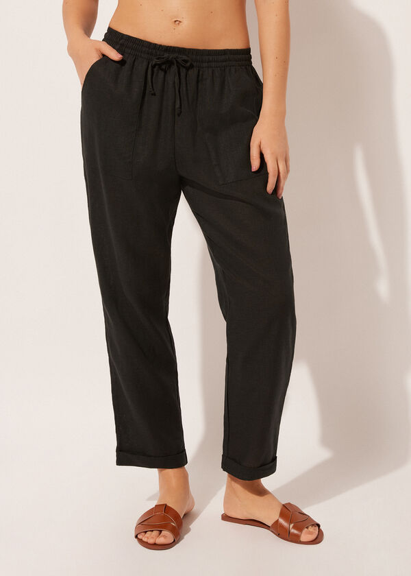 Calzedonia Pantalón Largo Lino y Viscosa Rebajas baratas
