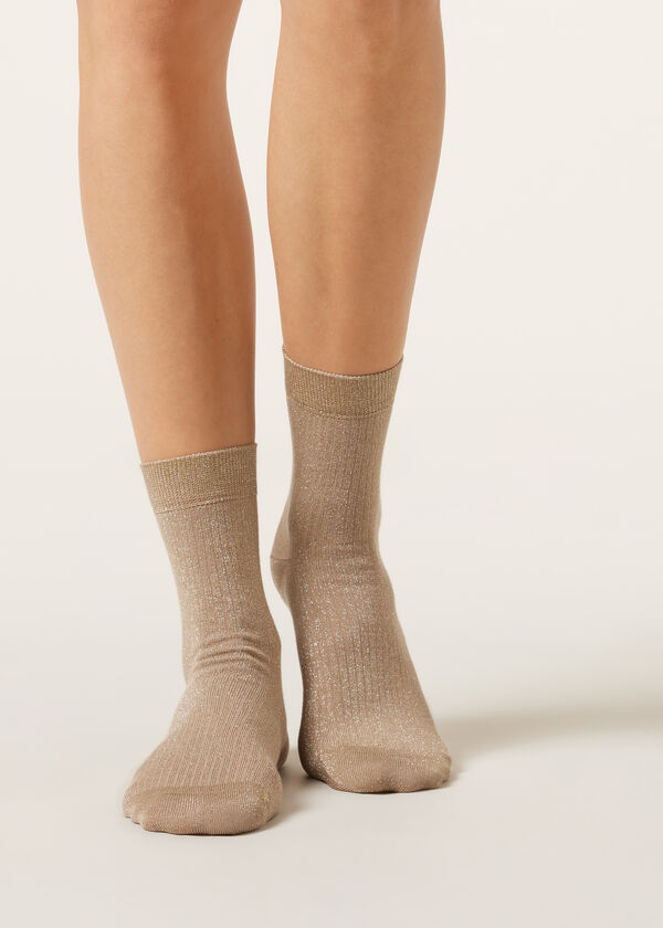 Calzedonia Calcetines Algodón Con Canalé Y Glitter