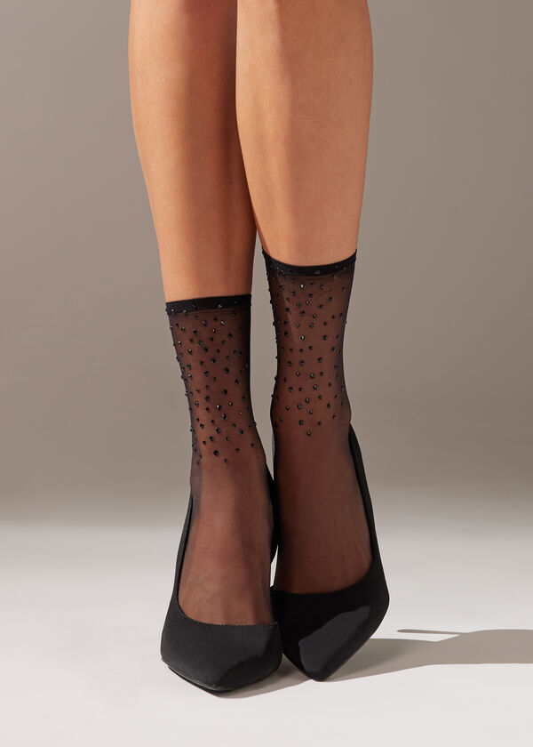 Calzedonia Calcetines Cortos Lycra Con Strass Outlet