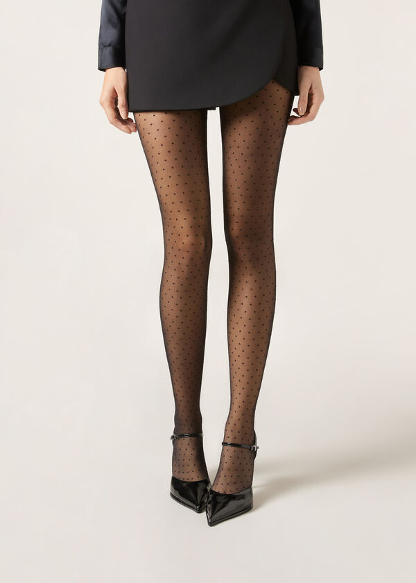 Calzedonia Pantis Transparentes 20 Deniers Sin Costuras De Lunares Rebajas top