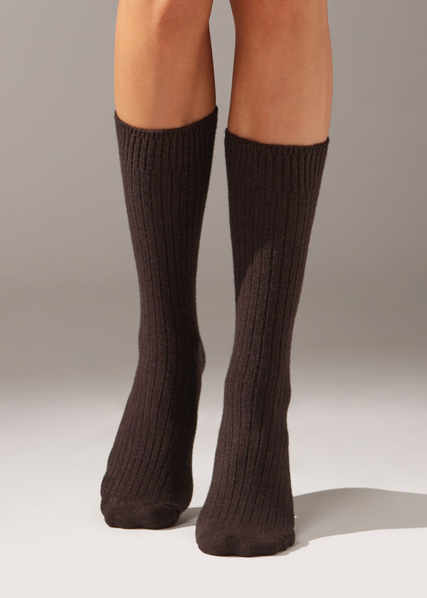 Calzedonia Calcetines Cortos Acanalados con Lana y cashmere