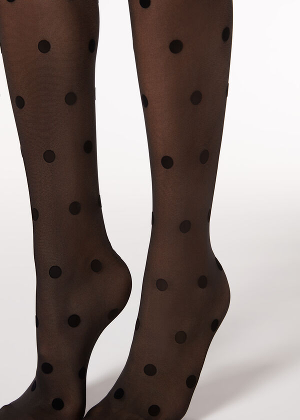Calzedonia Pantis Transparentes 30 Deniers Con Lunares Efecto Terciopelo 2025