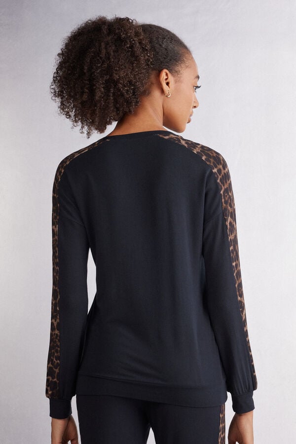 Intimissimi Camiseta de Manga Larga de Modal Luxurious Leopard Liquidación