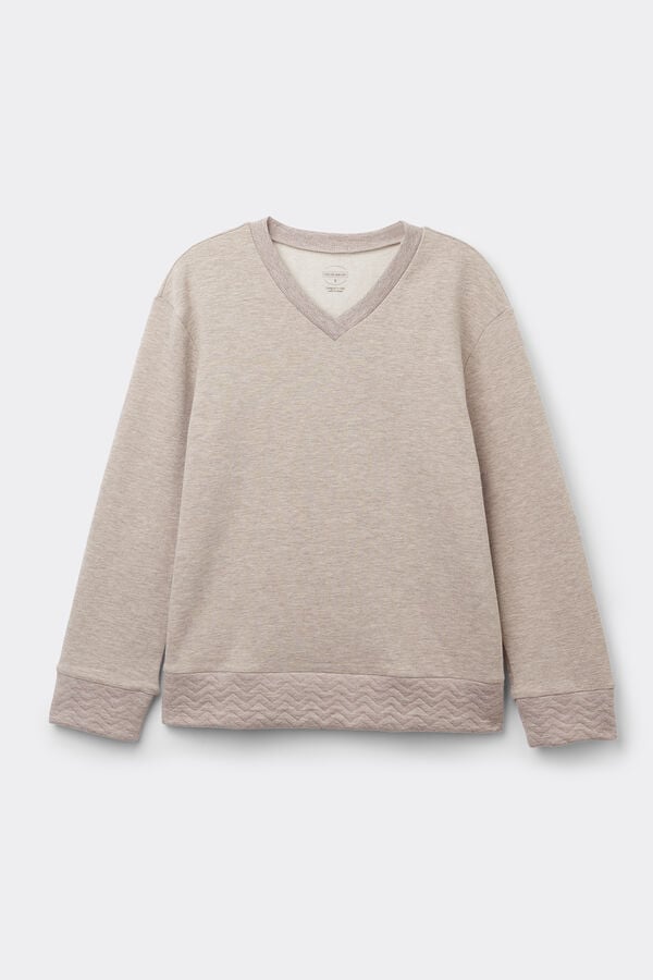 Intimissimi Camiseta Manga Larga Cuello de Pico Soft Chevron Libre de impuestos