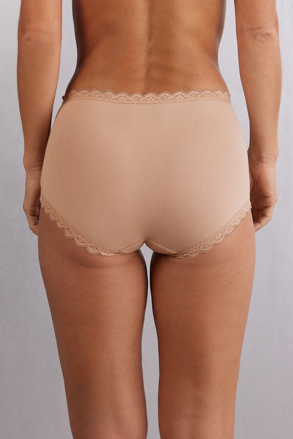 Intimissimi Braguita Culotte de Talle Alto de Algodón y Encaje ÚLTIMAS EDICIONES