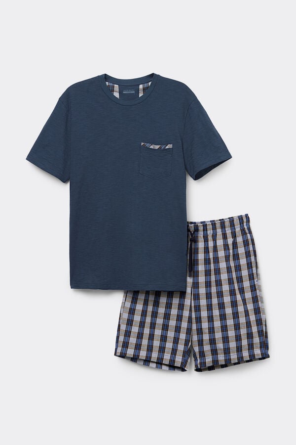 Intimissimi Pijama Corto de Algodón y Tela a Cuadros Denim Rebajas de fábrica