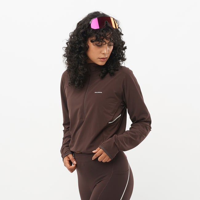 Salomon Sense Aero Hybrid Cropped - Prenda intermedia de media cremallera para mujer